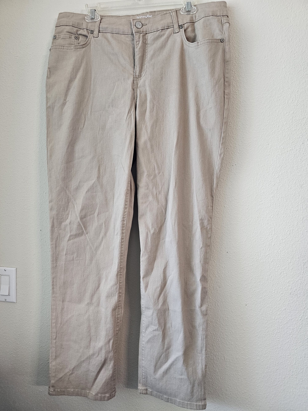 Terra & Sky Straight Leg Jeans in Light Taupe